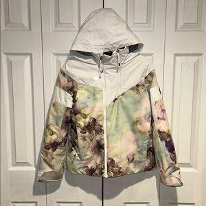 Obermeyer Taja Print Jacket large 14-16 Crystal Aurora Ski Snowboard Winter Coat